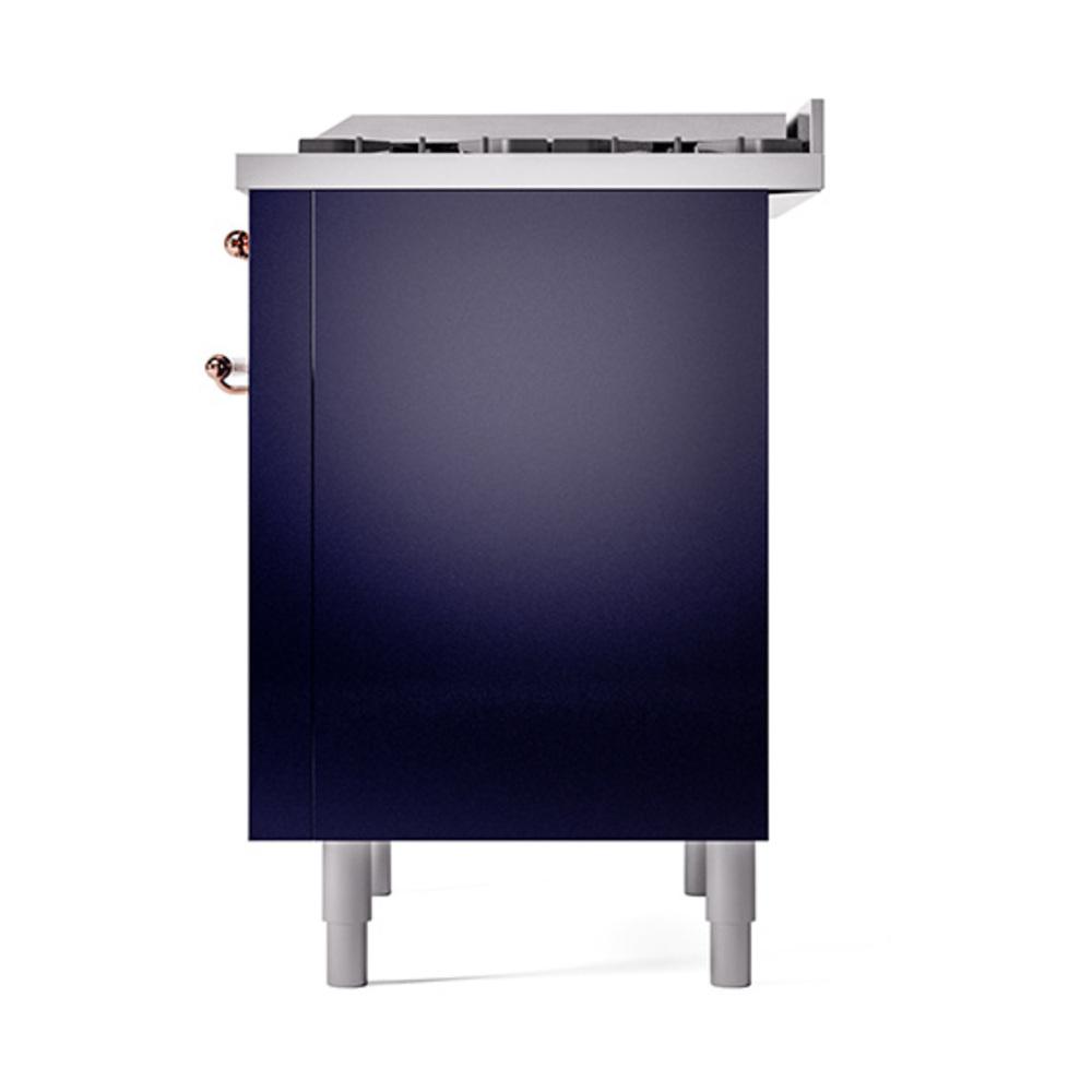 ILVE UN36FQNMPMBP Nostalgie II Noblesse 36 inch Dual Fuel Range (Natural Gas, Solid Door, Midnight Blue, Copper)