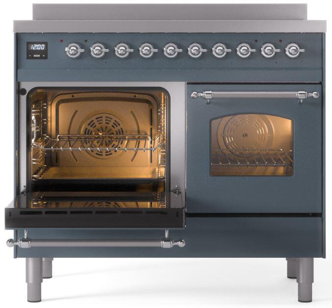 Nostalgie II 40 Inch Electric Freestanding Range in Blue Grey with Chrome Trim