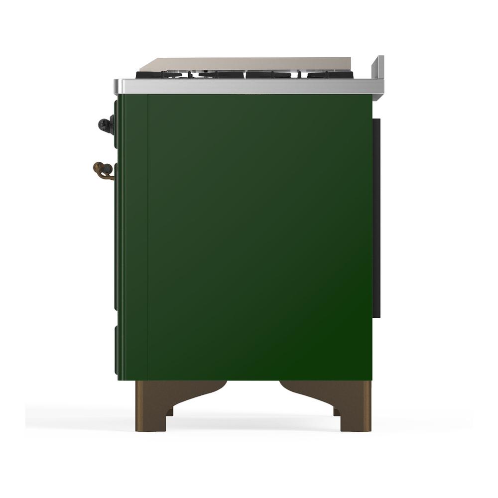 ILVE UMD40FNR3EGBLP Majestic III 40 inch Dual Fuel Range with 6 Burners and Griddle, Dual Function Burner up to 25,000 BTU (Liquid Propane, Triple Glass Door, Emerald Green, Burnished)