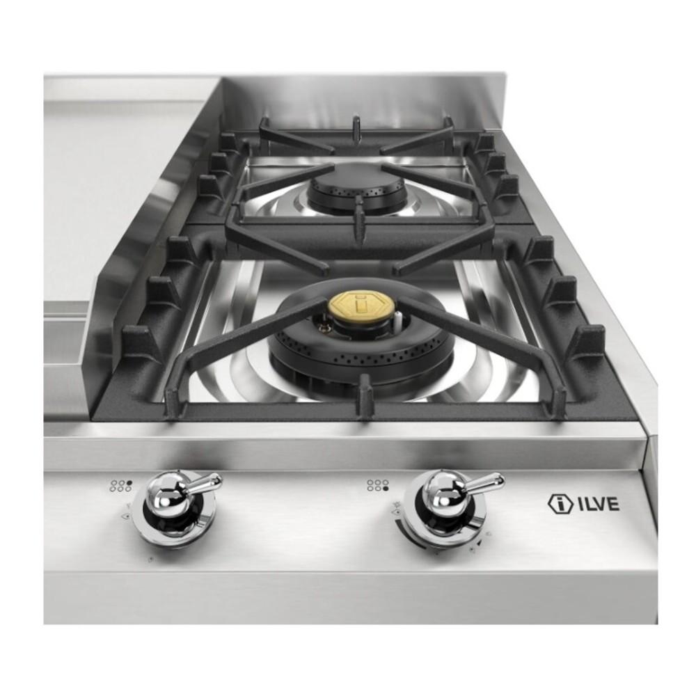 ILVE UHCP965FNSSCLP Nostalgie II 36 inch Built-In Gas Cooktop with Griddle, in Stainless Steel (Liquid Propane, Chrome)