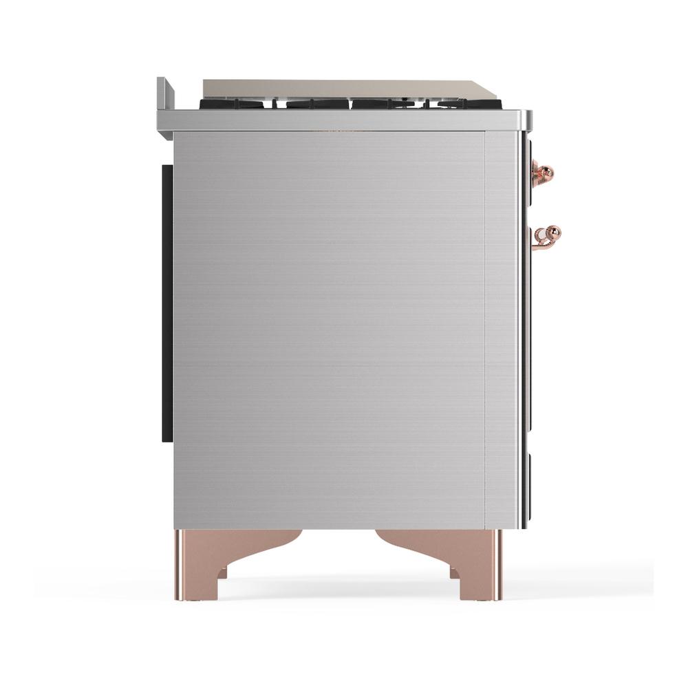 ILVE UMD40FNR3SSP Majestic III 40 inch Dual Fuel Range with 6 Burners and Griddle, Dual Function Burner up to 25,000 BTU (Natural Gas, Triple Glass Door, Stainless Steel, Copper)