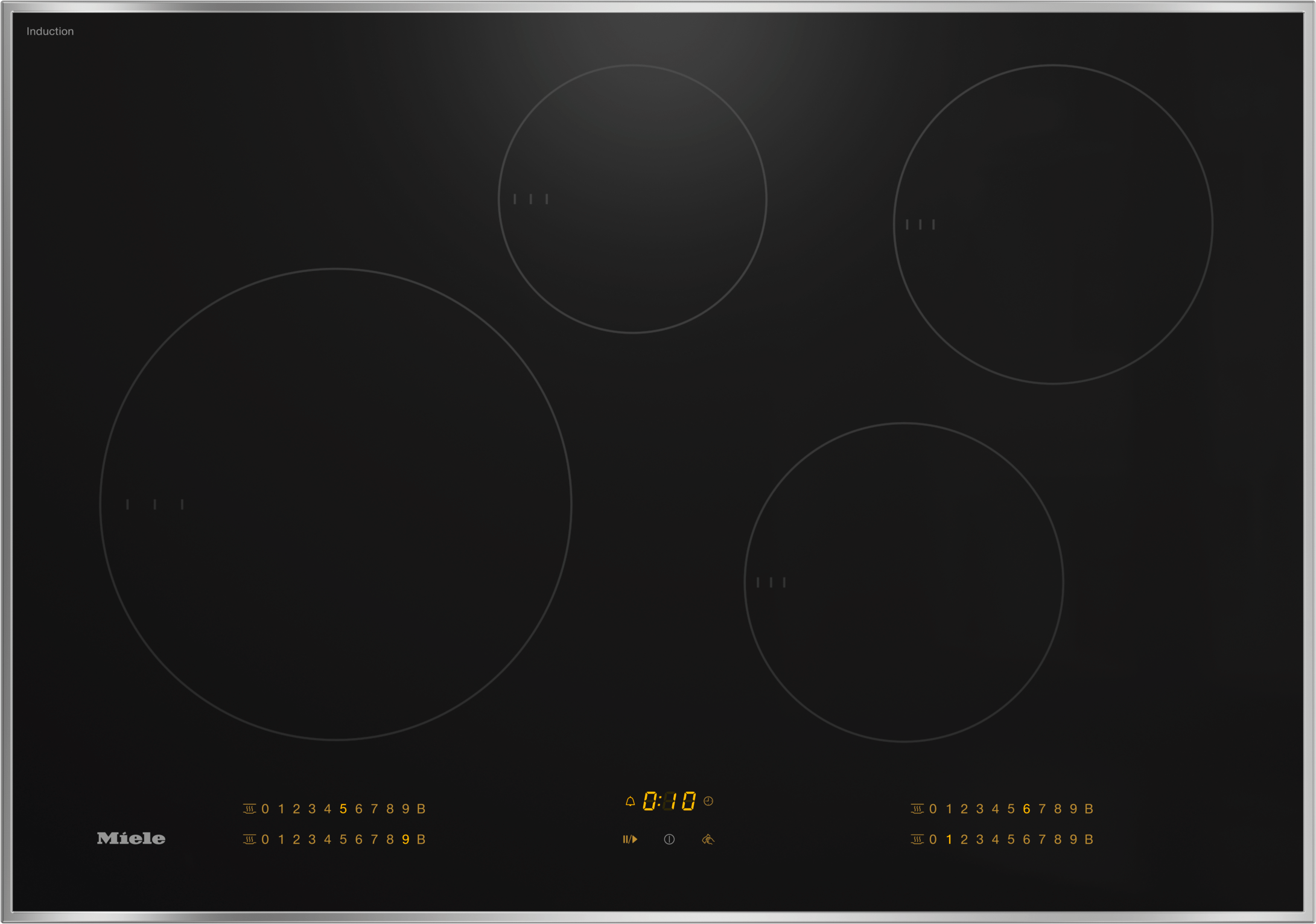 KM 7730 FR - 30-inch induction cooktop, operated with its own controls with 4 round cooking zones