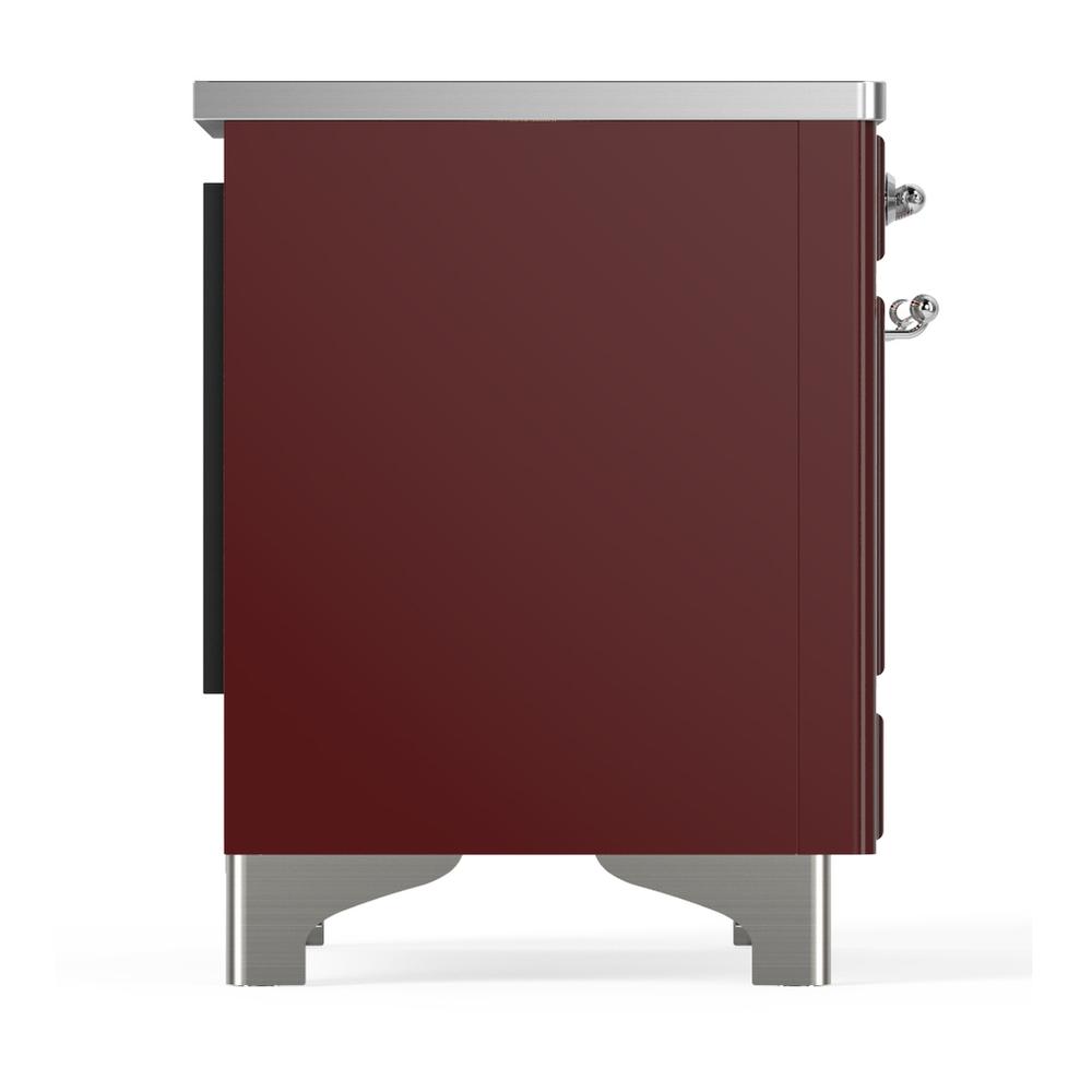 ILVE UMDIB40QNR3BUC Majestic III 40 inch Induction Range with 6 Elements, 3.82 cu. ft. Total Oven Capacity (Solid Door, Burgundy, Chrome)