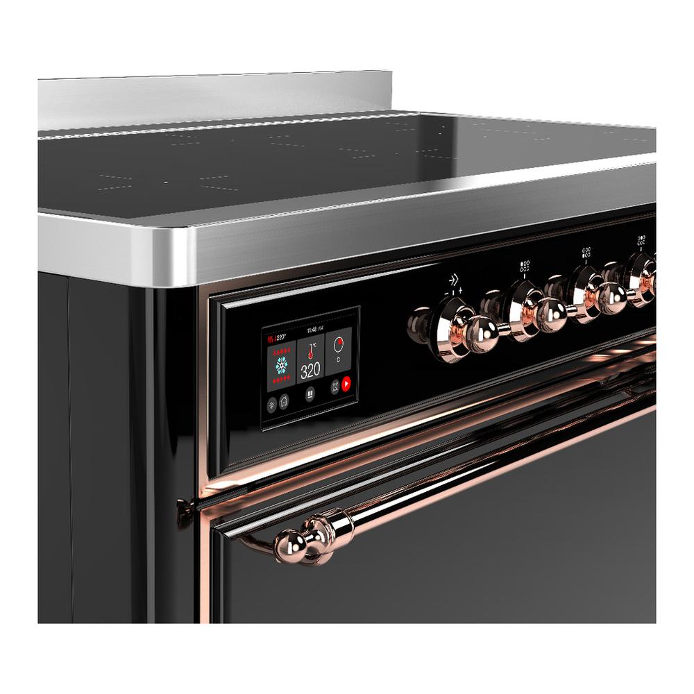 ILVE UMIB48QNR3BKP Majestic III 48 inch Induction Range with 6 Elements, 5.02 cu. ft. Total Oven Capacity (Solid Door, Glossy Black, Copper)