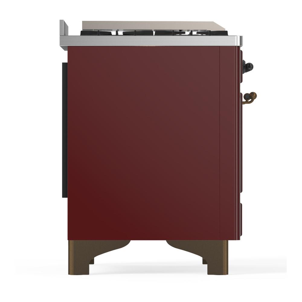 ILVE UM60FQNR3BUB Majestic III 60 inch Dual Fuel Range with 9 Burners and Griddle, Dual Function Burner up to 25,000 BTU (Natural Gas, Solid Door, Burgundy, Burnished)