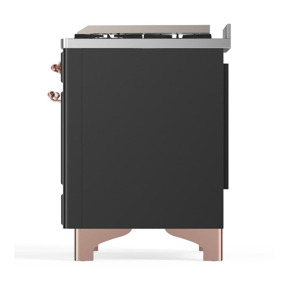 ILVE UM48FNR3MGP Majestic III 48 inch Dual Fuel Range with 8 Burners and Griddle, Dual Function Burner up to 25,000 BTU (Natural Gas, Triple Glass Door, Graphite Matte, Copper)