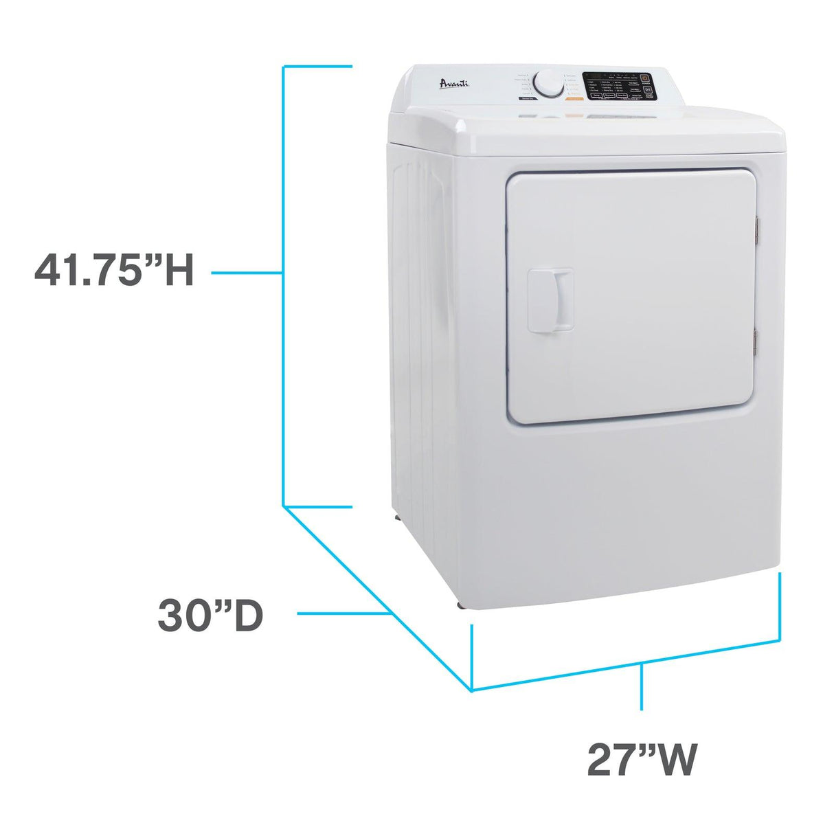 Avanti Front Load Electric Clothes Dryer, 6.7 cu. ft. Capacity - White / 6.7 cu. ft.