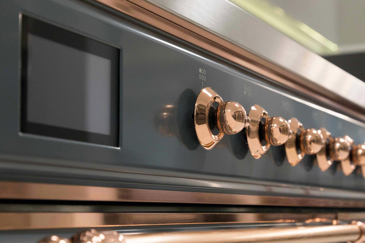 Majestic II 36 Inch Dual Fuel Natural Gas Freestanding Range in Blue Grey with Copper Trim