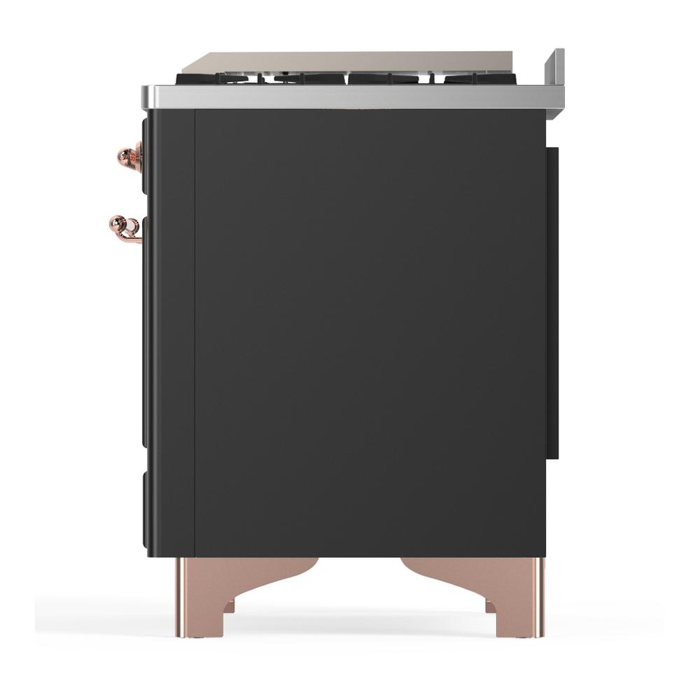 ILVE UM36FQNR3MGPLP Majestic III 36 inch Dual Fuel Range with 6 Black Brass Burners and Griddle, Dual Function Burner up to 25,000 BTU (Solid Door, Graphite Matte, Copper, Liquid Propane)