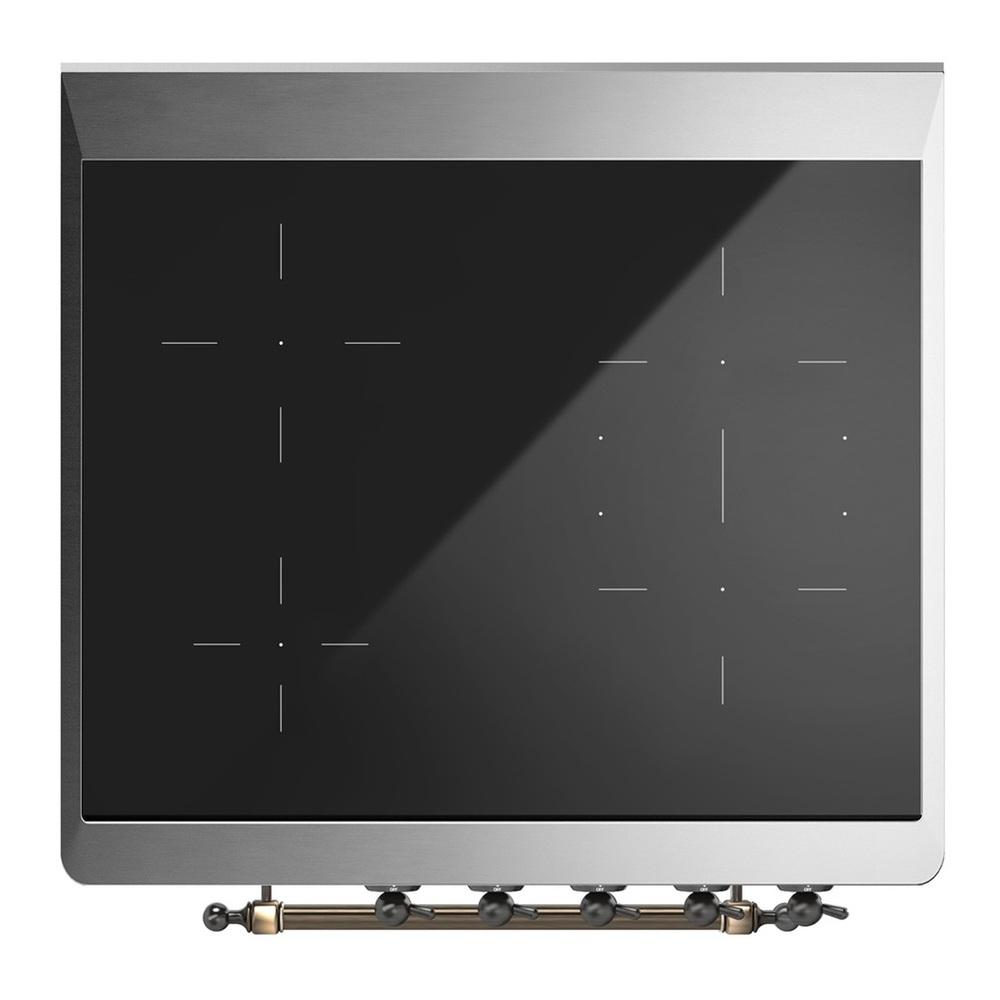 ILVE UMIB30NR3MBB Majestic III 30 inch Induction Range with 4 Elements, 4 cu. ft. Oven Capacity (Triple Glass Door, Midnight Blue, Burnished)