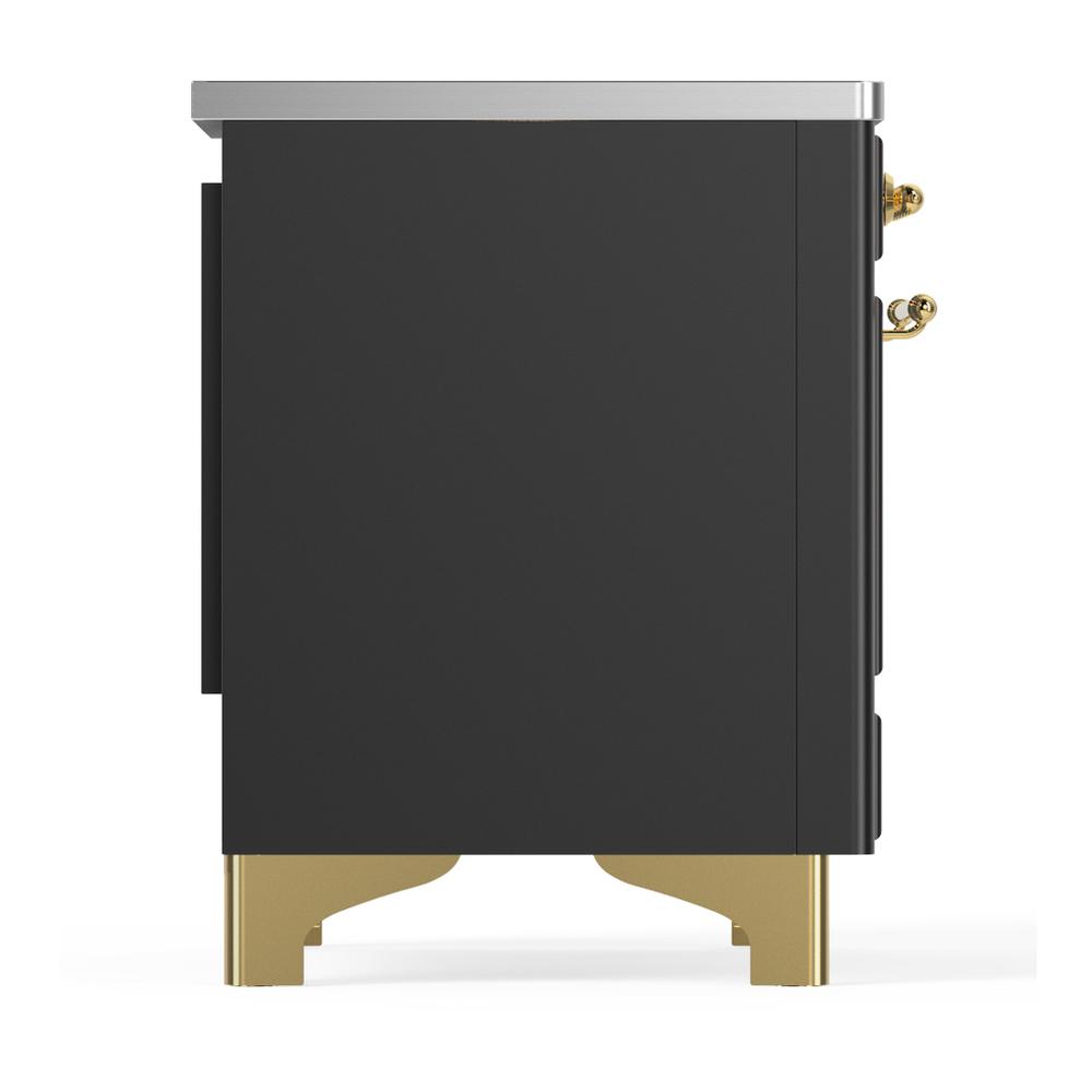 ILVE UMDIB40QNR3MGG Majestic III 40 inch Induction Range with 6 Elements, 3.82 cu. ft. Total Oven Capacity (Solid Door, Graphite Matte, Brass)