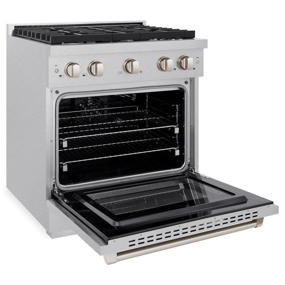 ZLINE 30 in. 4.2 cu. ft. Paramount Dual Fuel Range with 4 Burner Gas Cooktop and Electric Convection Oven in DuraSnow' Stainless Steel (SDRS-30)