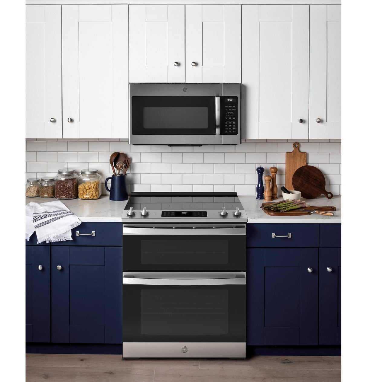 GE 30" Slide-In Electric Convection Double Oven Range