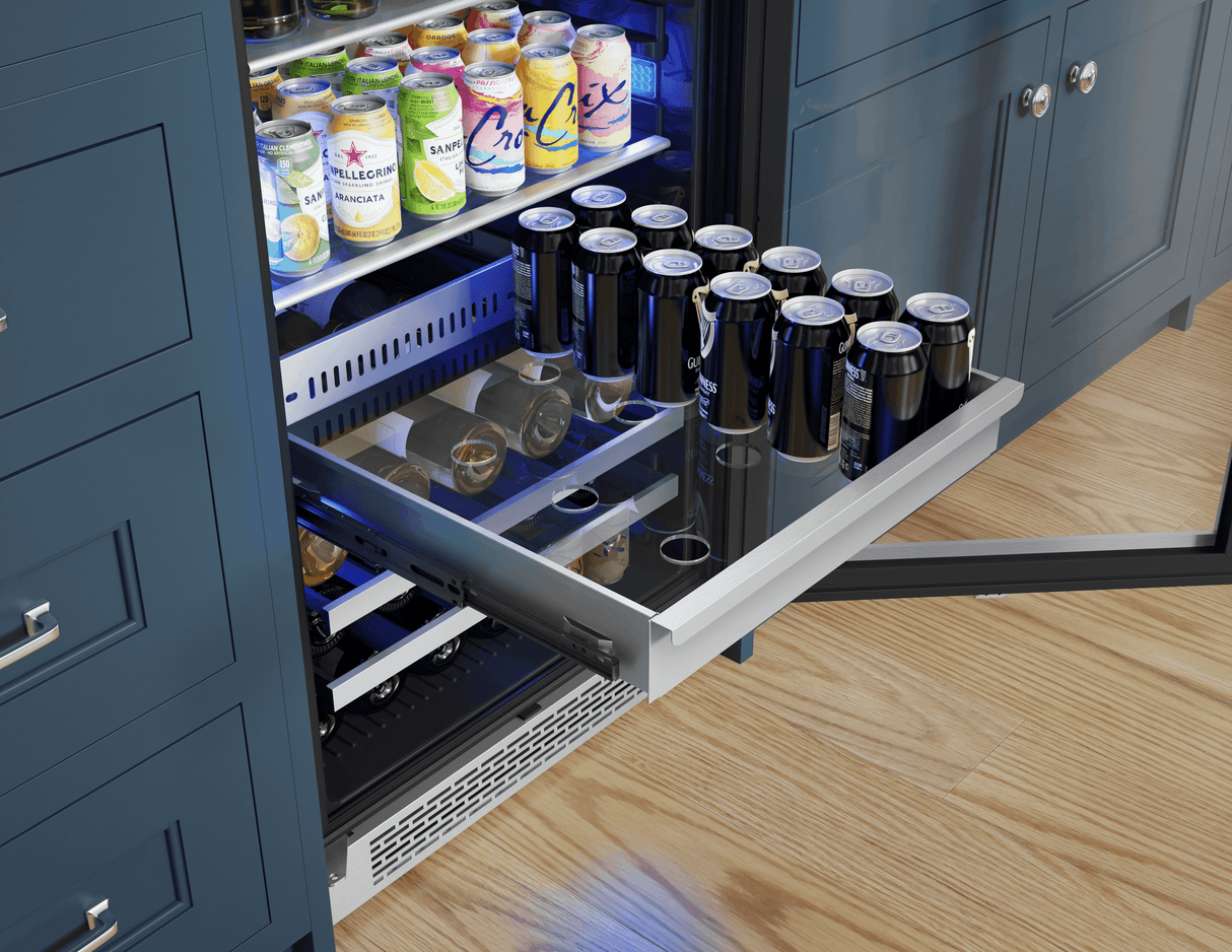Presrv Beverage Cooler, 24in Full Size, SS+Glass, Reversible Door, 1 Zone