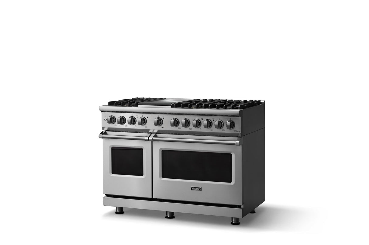 48"W. Dual Fuel Range (Burner: 6g, Finish: Stainless Steel, Trim: Polished Chrome, Fuel: Natural Gas)