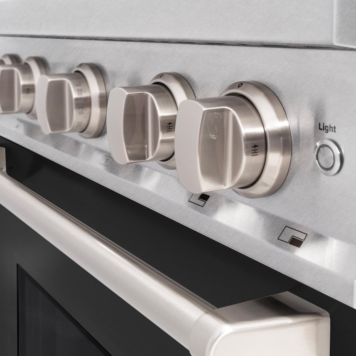 ZLINE 30 in. 4.2 cu. ft. Classic Dual Fuel Range with 4 Burner Gas Cooktop and Electric Convection Oven in DuraSnow' Stainless Steel with Black Matte Door (CDRS-BLM-30)