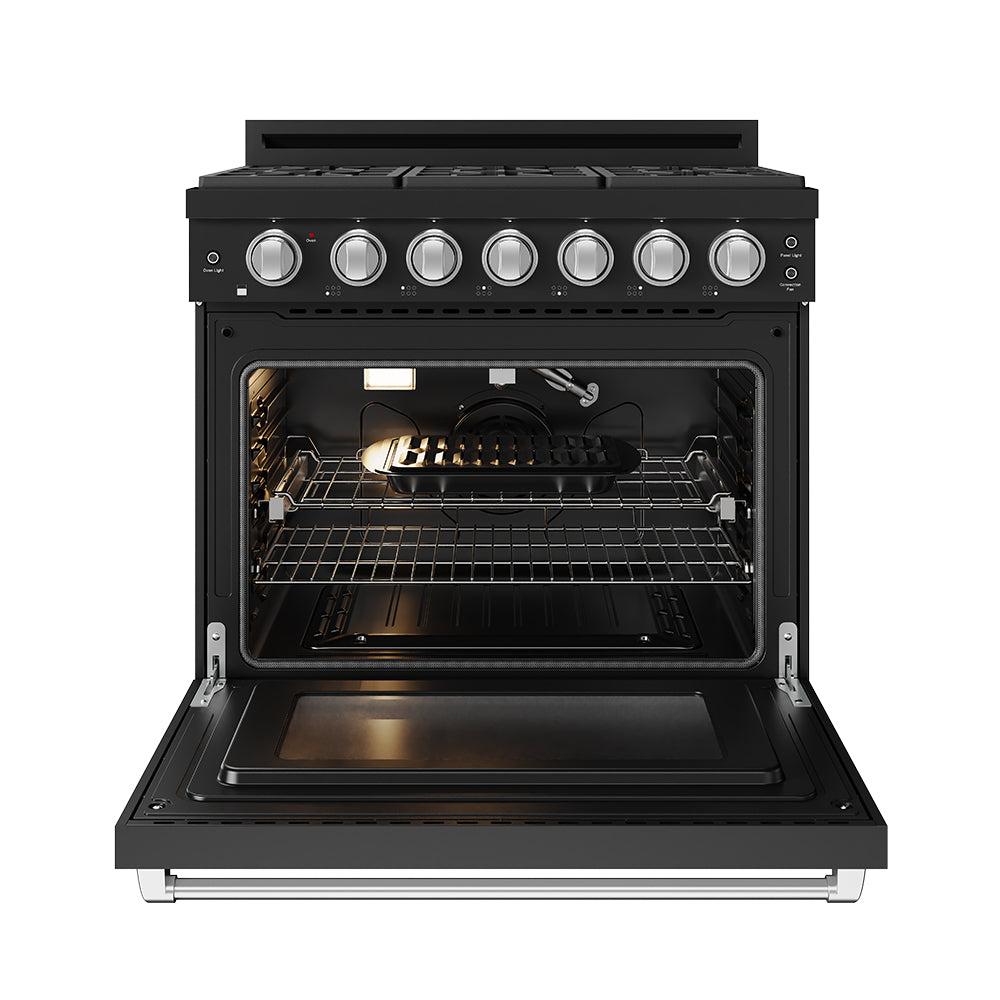 36 Inch Professional Gas Range With Precision Knob In Black and Stainless Steel Gordon Ramsay Series