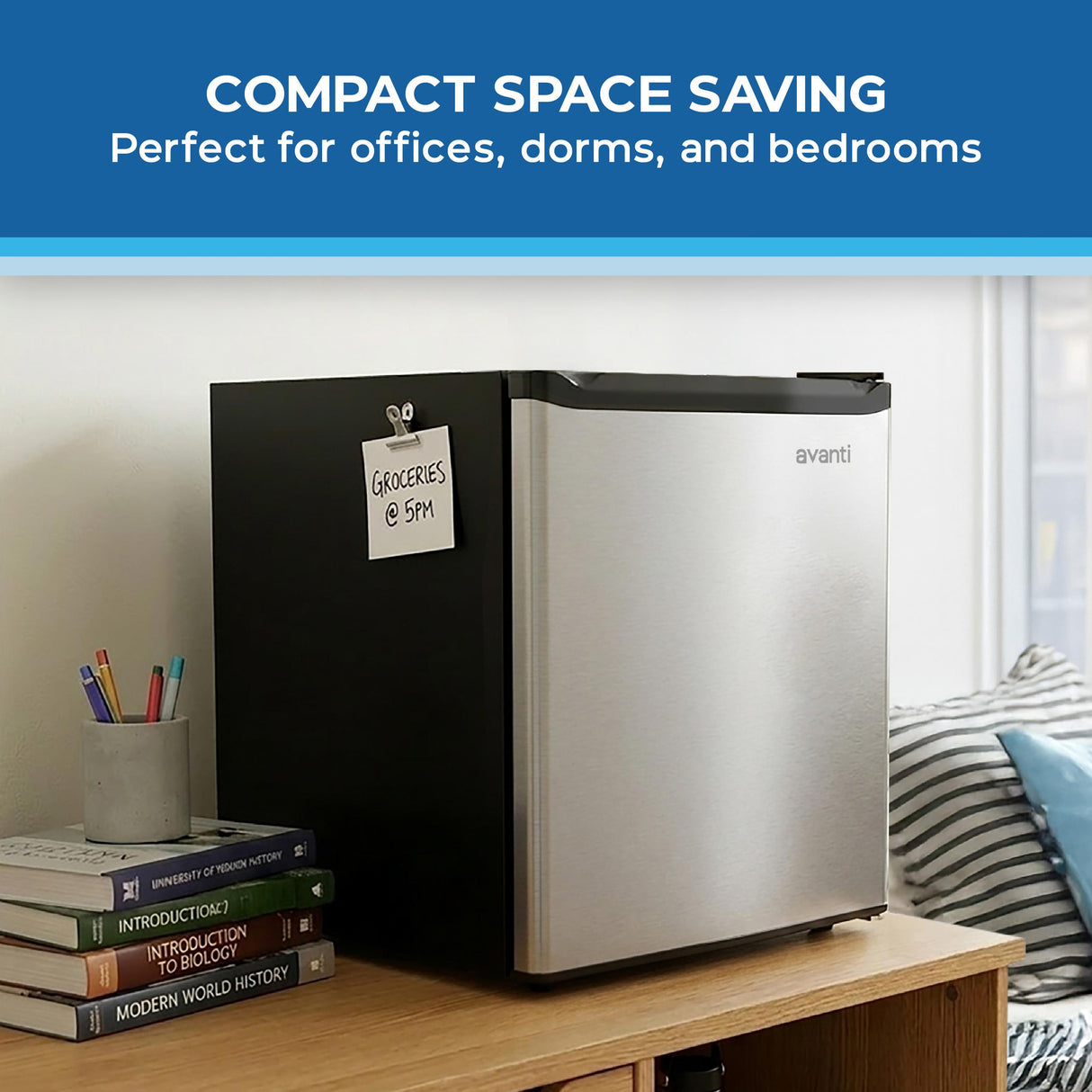 Avanti 1.6 Cu. Ft. Compact Refrigerator with Auto-Defrost, in Stainless (AVAR16F3S)