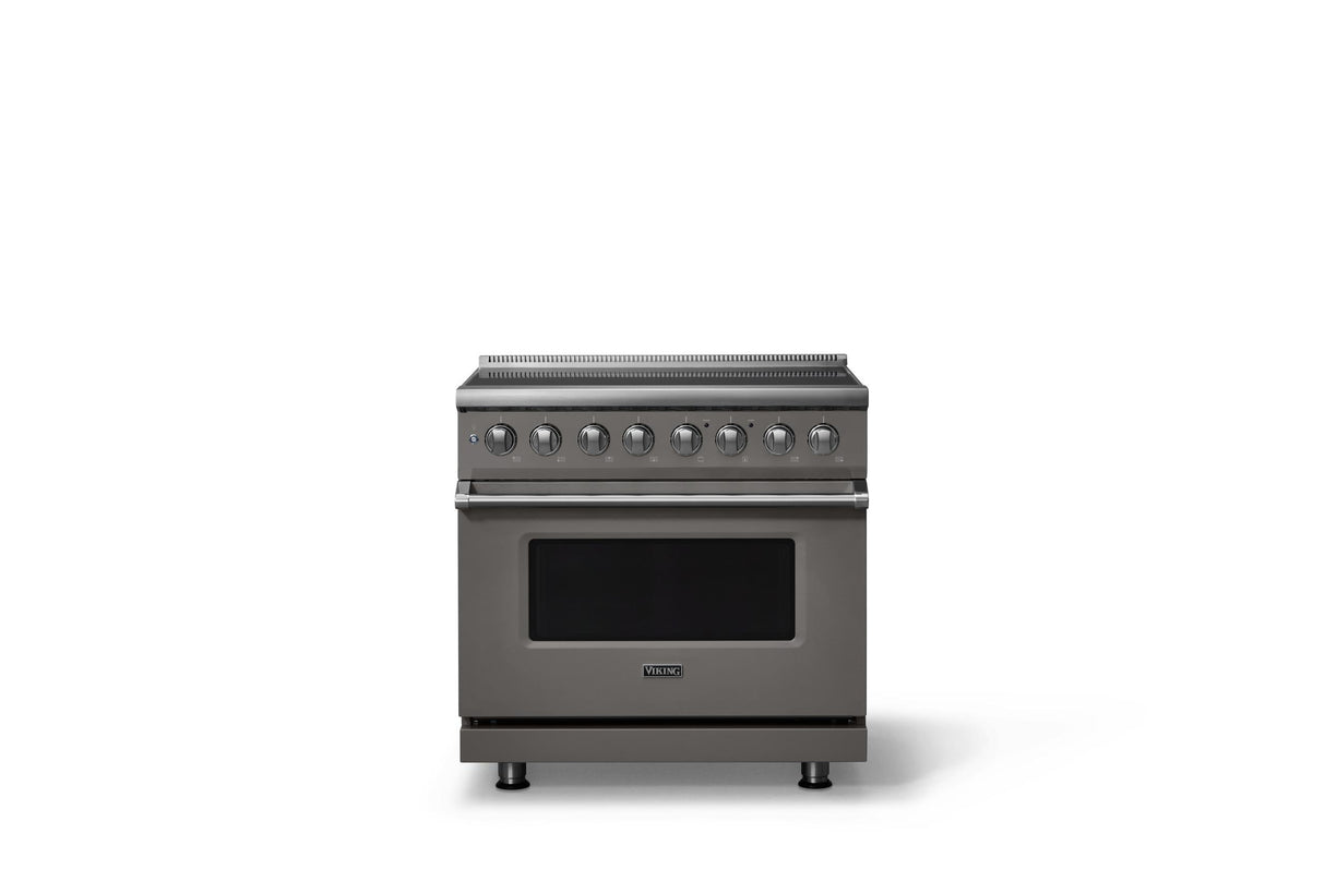 36"W. Induction Range (Finish: Damascus Gray, Trim: Polished Chrome)