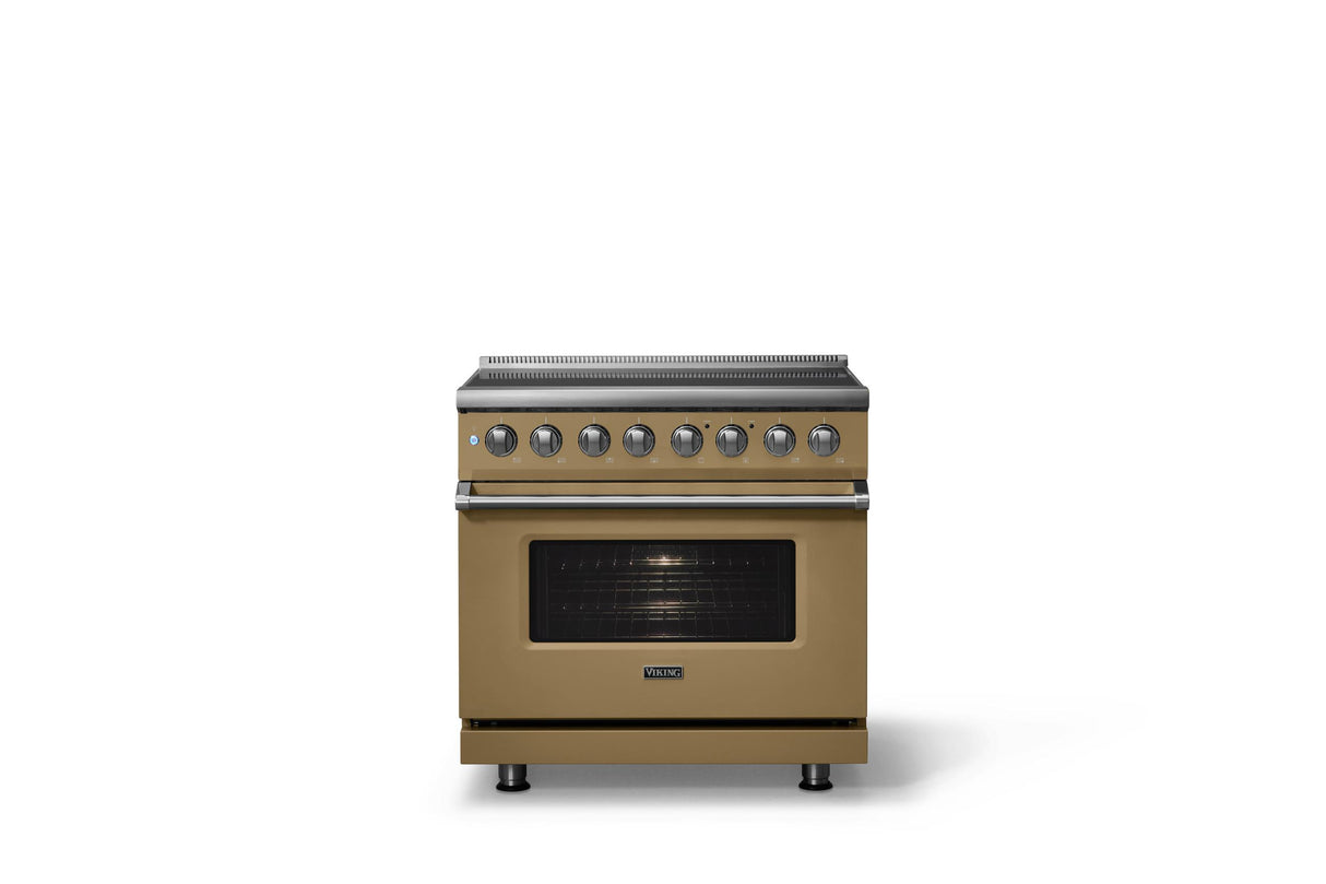 36"W. Induction Range (Finish: Golden Hour, Trim: Polished Chrome)