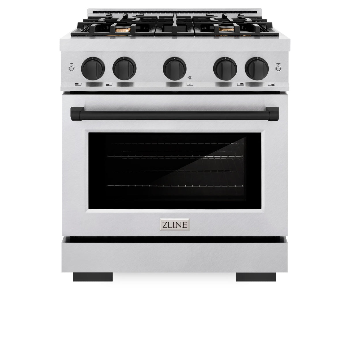 ZLINE Autograph Edition 30 in. 4.2 cu. ft. Select Dual Fuel Range with 4 Burner Gas Cooktop and Electric Convection Oven in DuraSnow' Stainless Steel with Matte Black Accents (HDRSZ-30-MB)