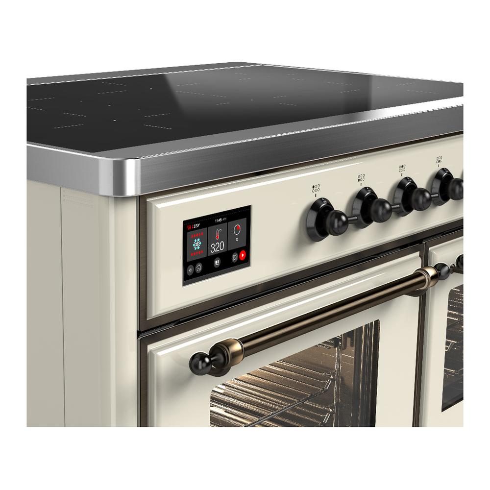 ILVE UMDIB40NR3AWB Majestic III 40 inch Induction Range with 6 Elements, 3.82 cu. ft. Total Oven Capacity (Triple Glass Door, Antique White, Burnished)