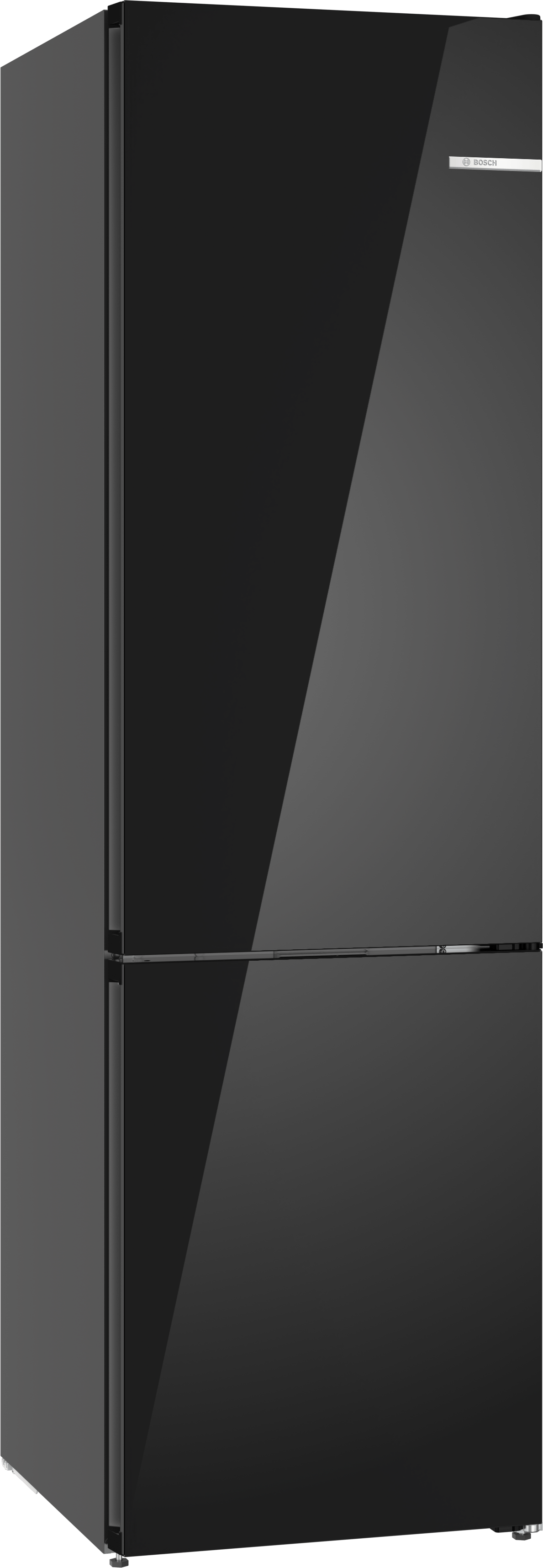 800 Series Free-standing fridge-freezer with freezer at bottom, glass door 24" Black, Total No Frost