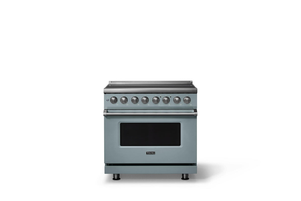 36"W. Induction Range (Finish: November Sky, Trim: Polished Chrome)