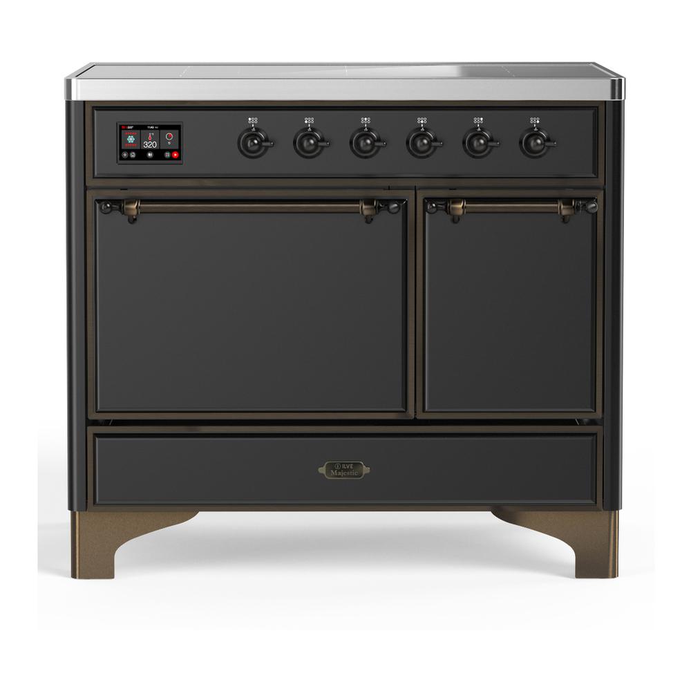 ILVE UMDIB40QNR3MGB Majestic III 40 inch Induction Range with 6 Elements, 3.82 cu. ft. Total Oven Capacity (Solid Door, Graphite Matte, Burnished)