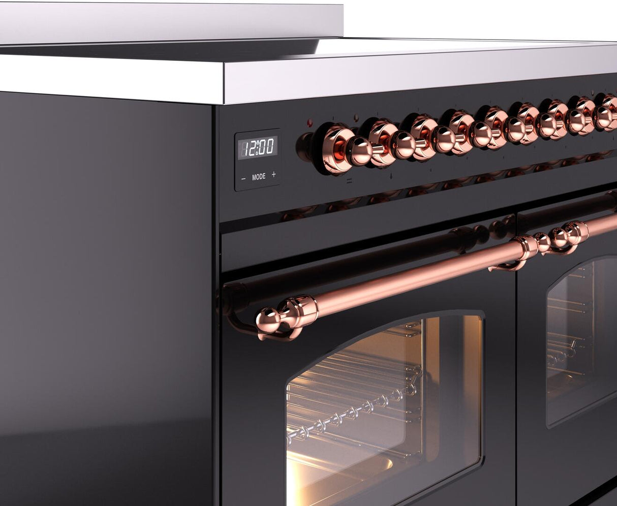 Nostalgie II 40 Inch Electric Freestanding Range in Glossy Black with Copper Trim