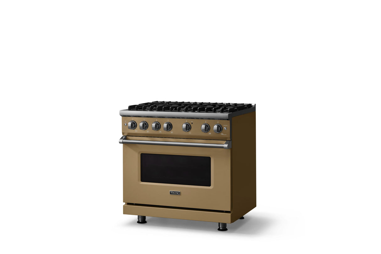 36"W. Sealed Burner Gas Range (Burner: 6b, Finish: Golden Hour, Trim: Polished Chrome, Fuel: Natural Gas)