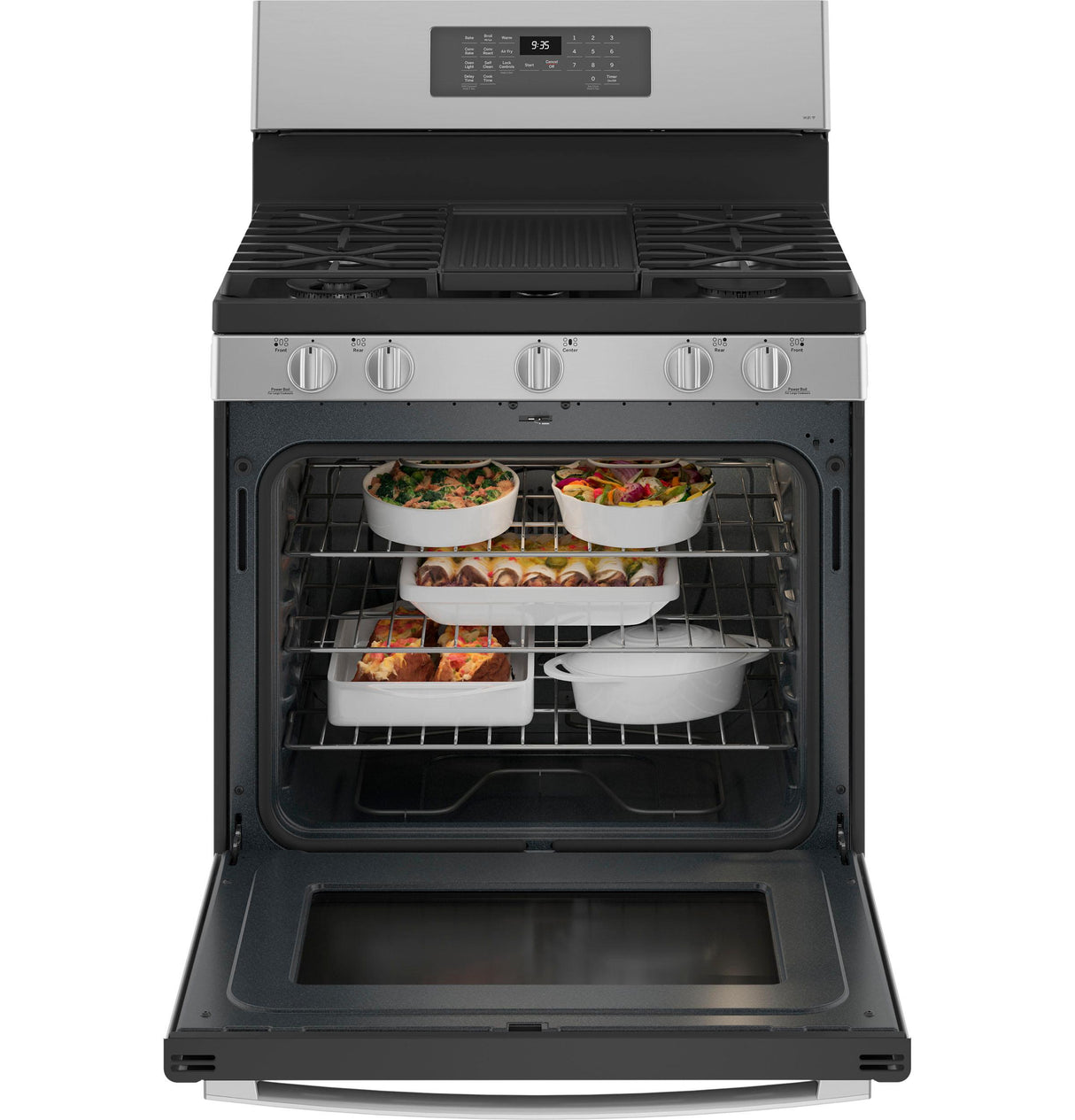 GE Profile™ 30" Free-Standing Self Clean Dual-Fuel Fingerprint Resistant Range with Storage Drawer