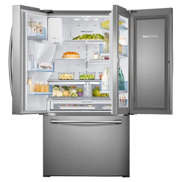36" Wide, 30 cu. ft. Capacity 3-Door French Door Food ShowCase Refrigerator with Dual Ice Maker (Stainless Steel)