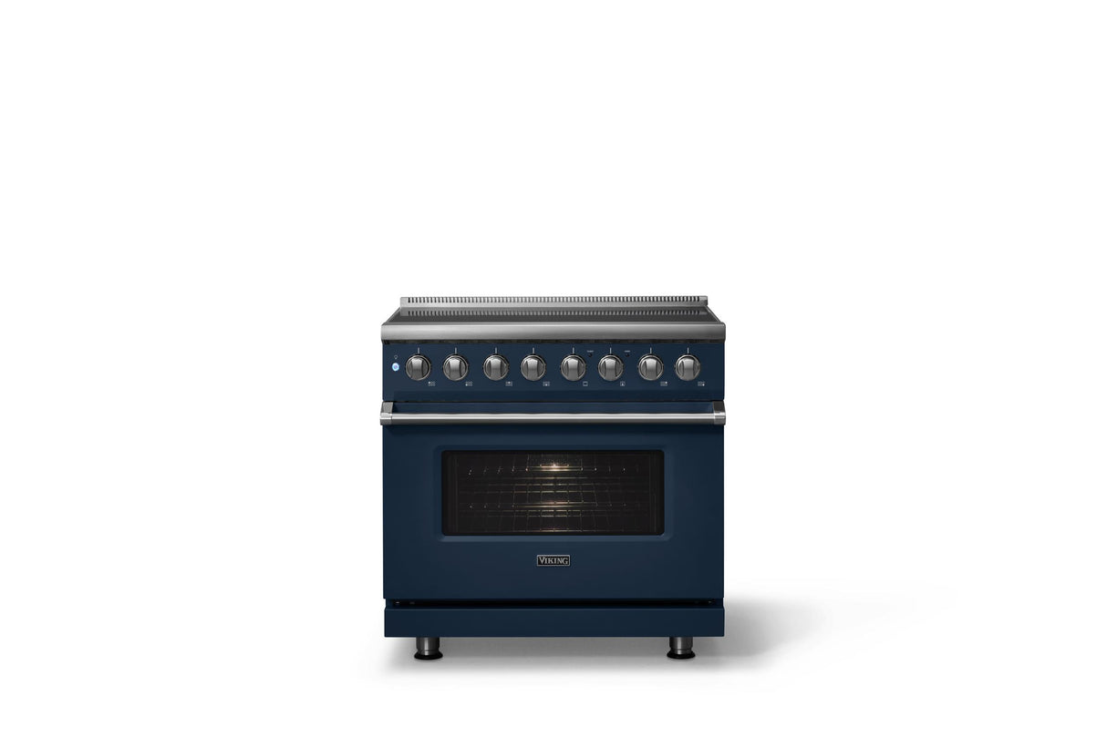 36"W. Induction Range (Finish: Slate Blue, Trim: Polished Chrome)