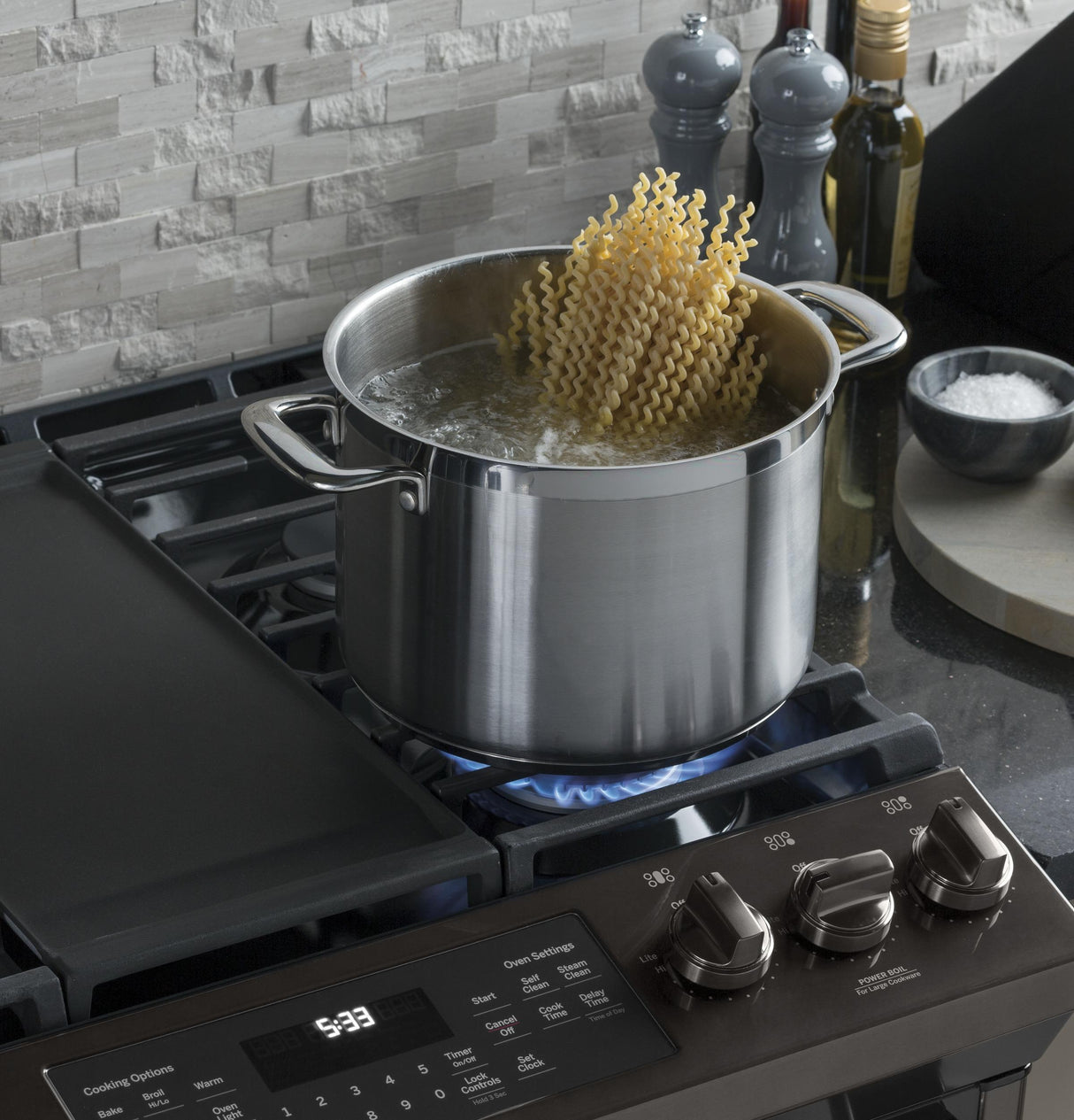 GE® 30" Slide-In Front-Control Convection Gas Range