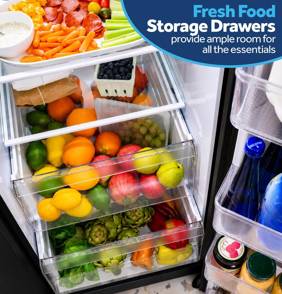 GE® 23.6 Cu. Ft. Counter-Depth Side-By-Side Refrigerator with Extra Tall Dispenser and In-Door Icemaker
