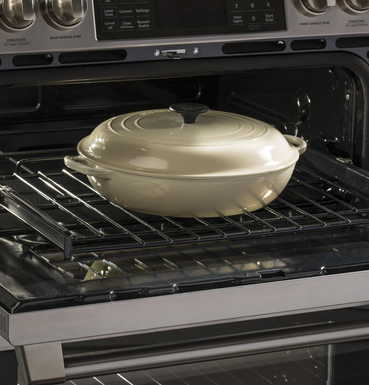 GE Cafe™ Series 30" Slide-In Front Control Gas Double Oven with Convection Range