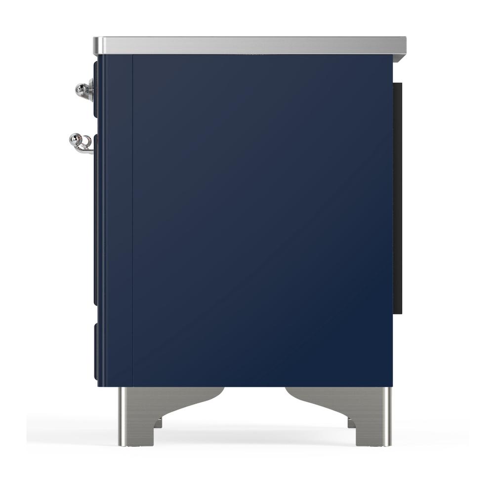 ILVE UMDIB40QNR3MBC Majestic III 40 inch Induction Range with 6 Elements, 3.82 cu. ft. Total Oven Capacity (Solid Door, Midnight Blue, Chrome)