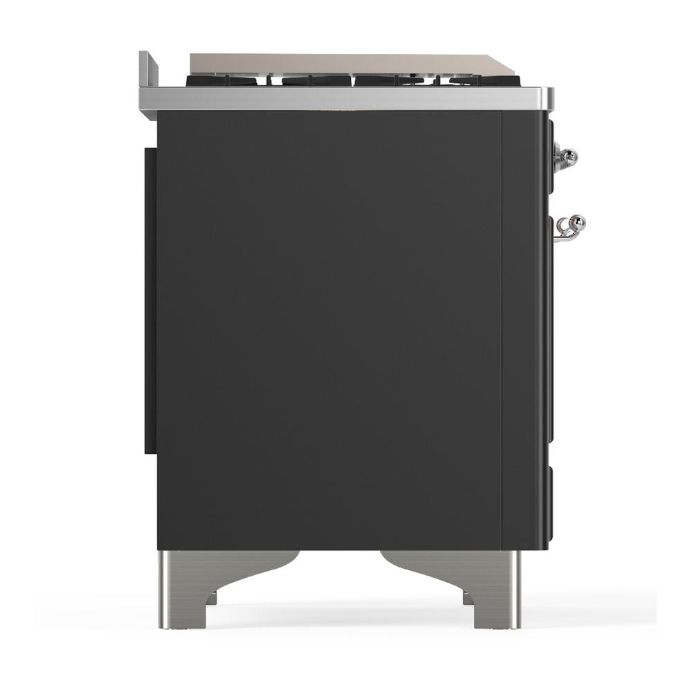 ILVE UMD40FQNR3MGC Majestic III 40 inch Dual Fuel Range with 6 Burners and Griddle, Dual Function Burner up to 25,000 BTU (Natural Gas, Solid Door, Graphite Matte, Chrome)