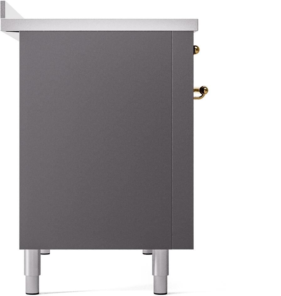 Nostalgie II 48 Inch Electric Freestanding Range in Matte Graphite with Brass Trim