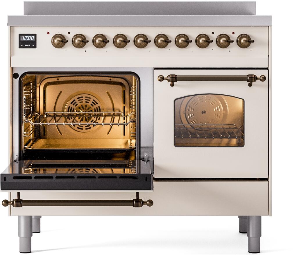 Nostalgie II 40 Inch Electric Freestanding Range in Antique White with Bronze Trim