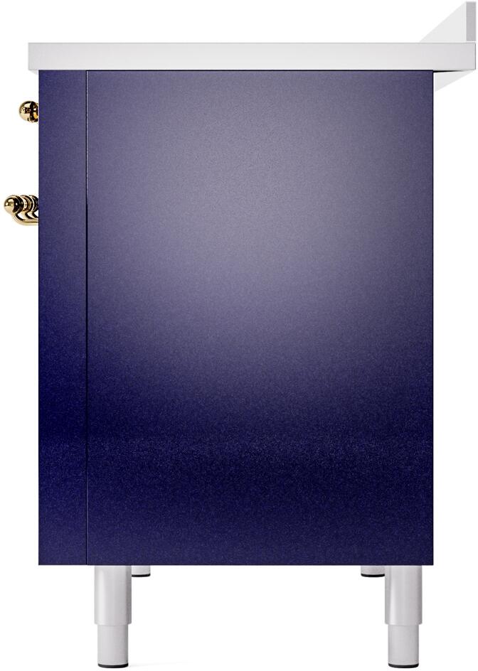 Nostalgie II 48 Inch Electric Freestanding Range in Blue with Brass Trim