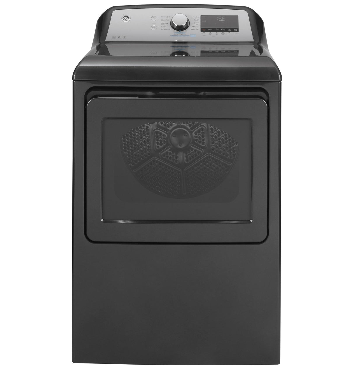 GE® ENERGY STAR® 7.4 cu. ft. Capacity Smart aluminized alloy drum Gas Dryer with Sanitize Cycle and Sensor Dry