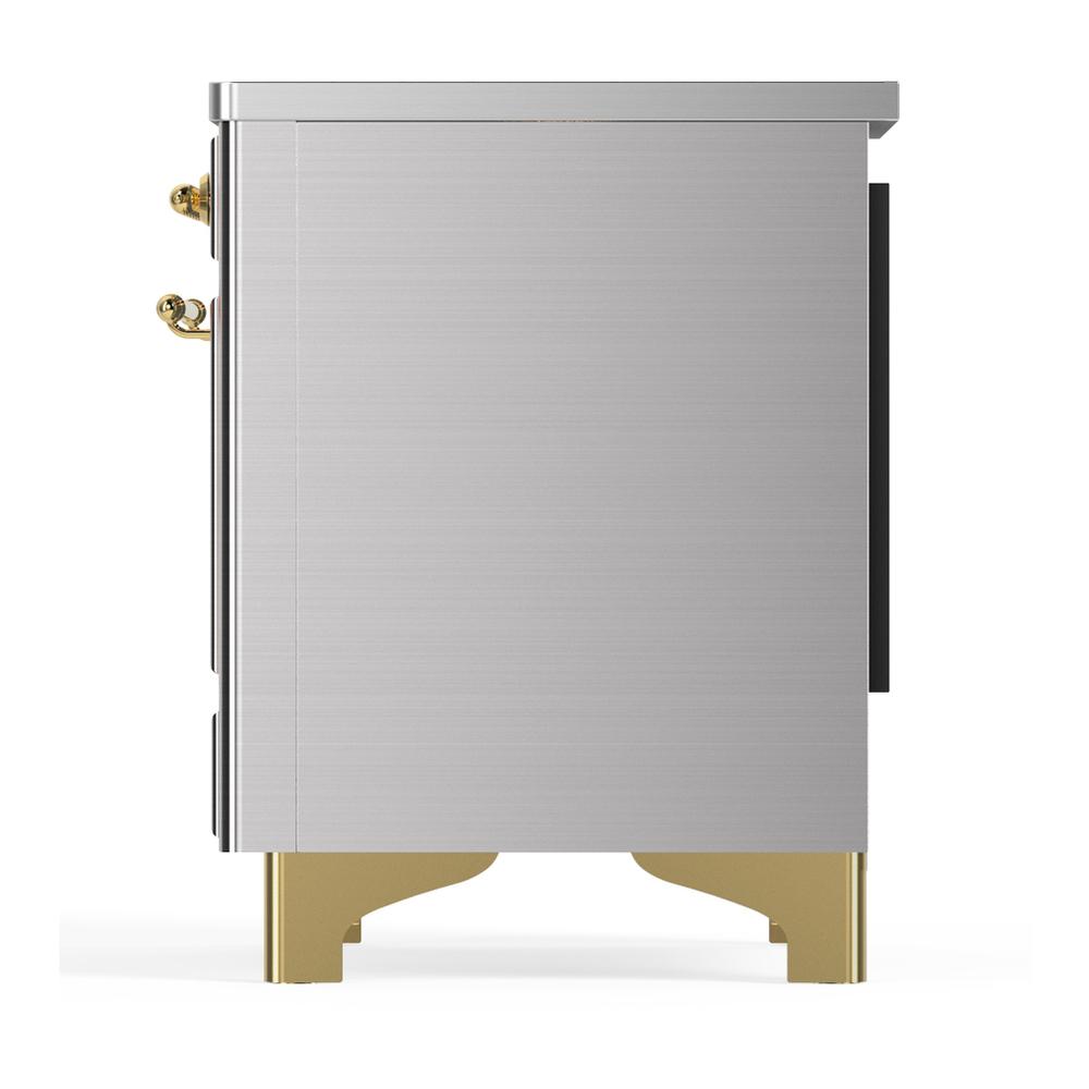 ILVE UMDIB40QNR3SSG Majestic III 40 inch Induction Range with 6 Elements, 3.82 cu. ft. Total Oven Capacity (Solid Door, Stainless Steel, Brass)
