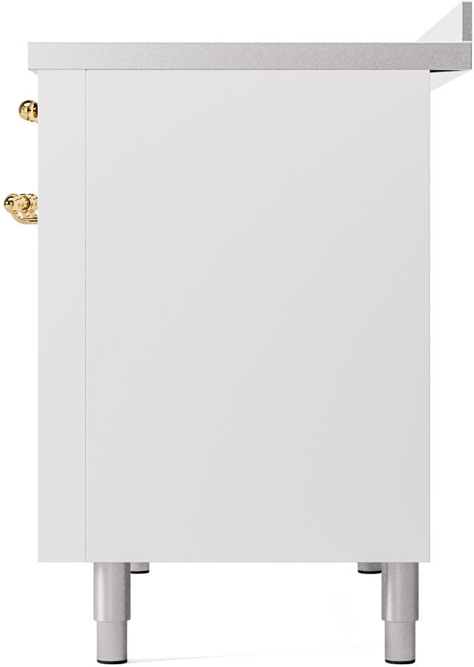 Nostalgie II 48 Inch Electric Freestanding Range in White with Brass Trim