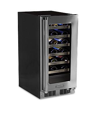 15" High Efficiency Single Zone Wine Cellar - Stainless Frame, Glass Door With Lock - Integrated Left Hinge