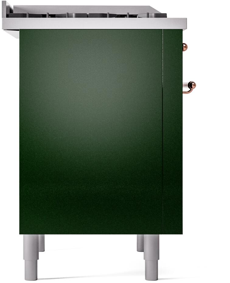 Nostalgie II 36 Inch Dual Fuel Natural Gas Freestanding Range in Emerald Green with Copper Trim