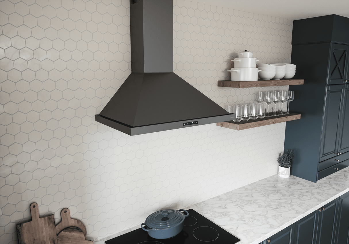 Ombra, Wall, 30", Blk SS, 600 CFM, ACT