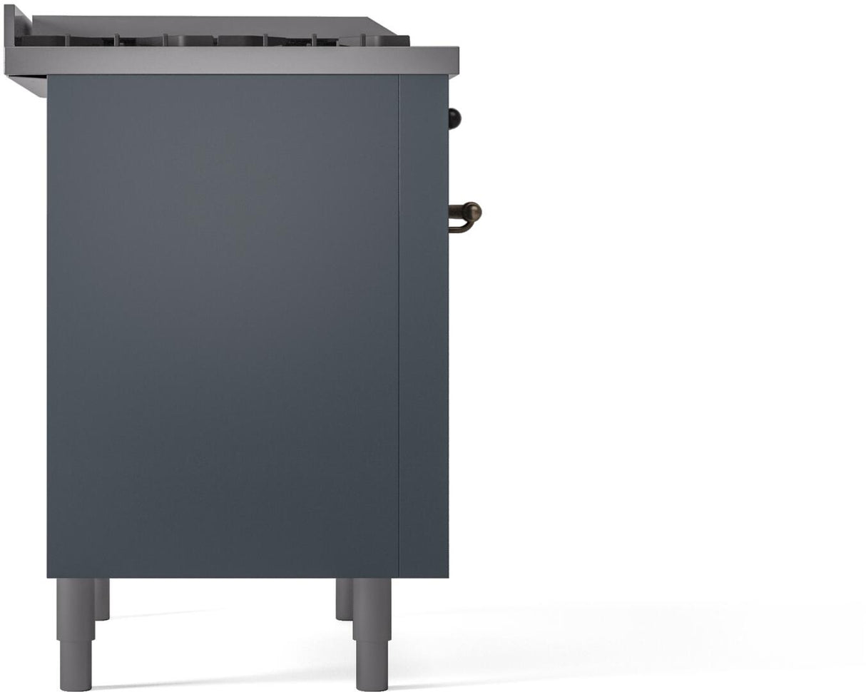 Nostalgie II 36 Inch Dual Fuel Liquid Propane Freestanding Range in Blue Grey with Bronze Trim
