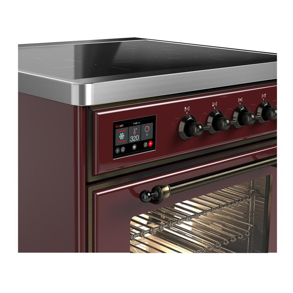 ILVE UMIB30NR3BUB Majestic III 30 inch Induction Range with 4 Elements, 4 cu. ft. Oven Capacity (Triple Glass Door, Burgundy, Burnished)